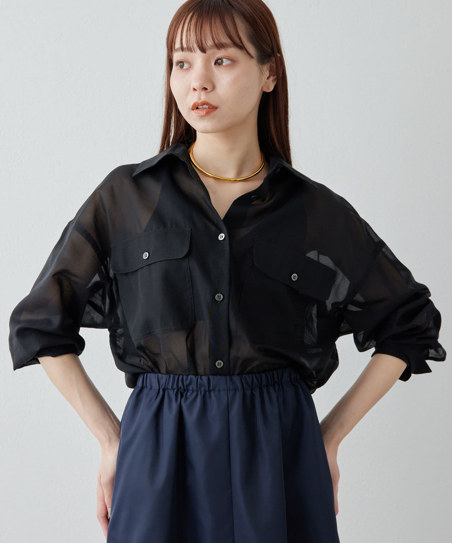 コットンシースルーブラウス | Drawing Numbers(ドローイング