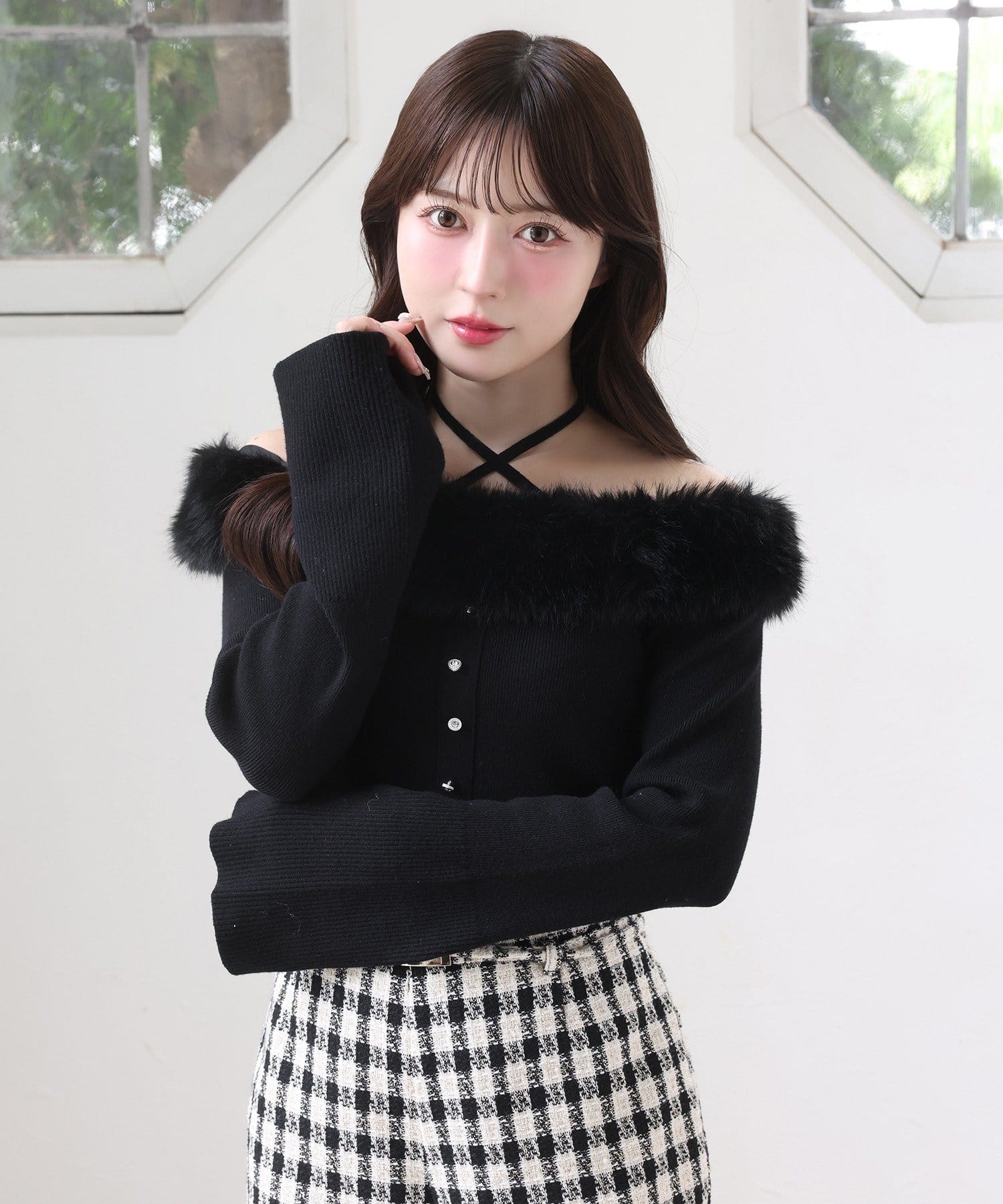 キラキラボタンファーオフショルニット | one after another NICE