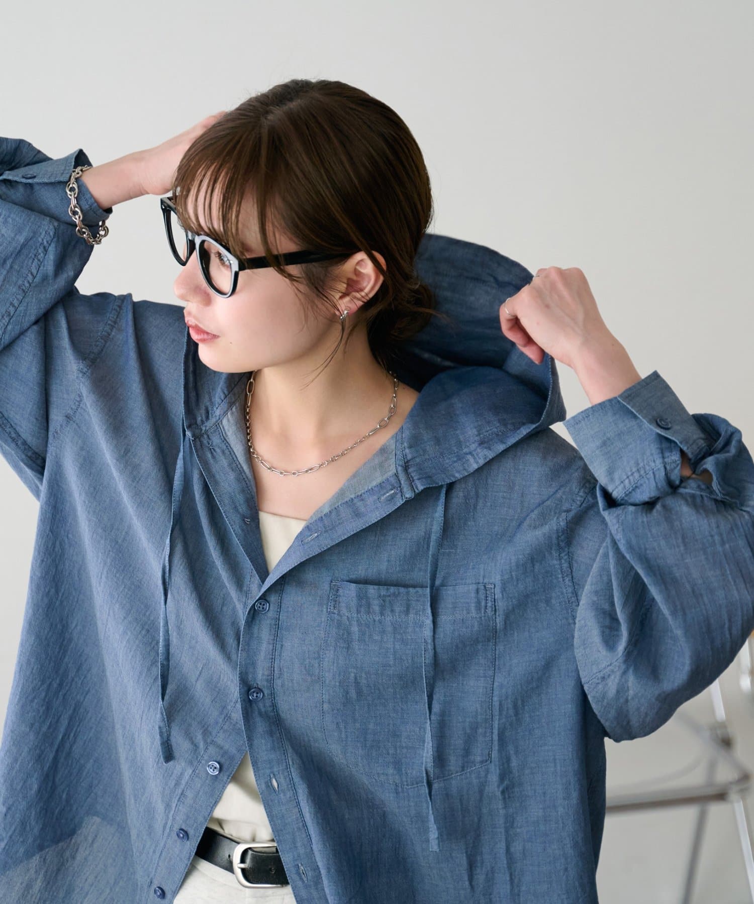 Enlude】シアーデニムフードオーバーシャツ《ユニセックス》 | DISCOAT