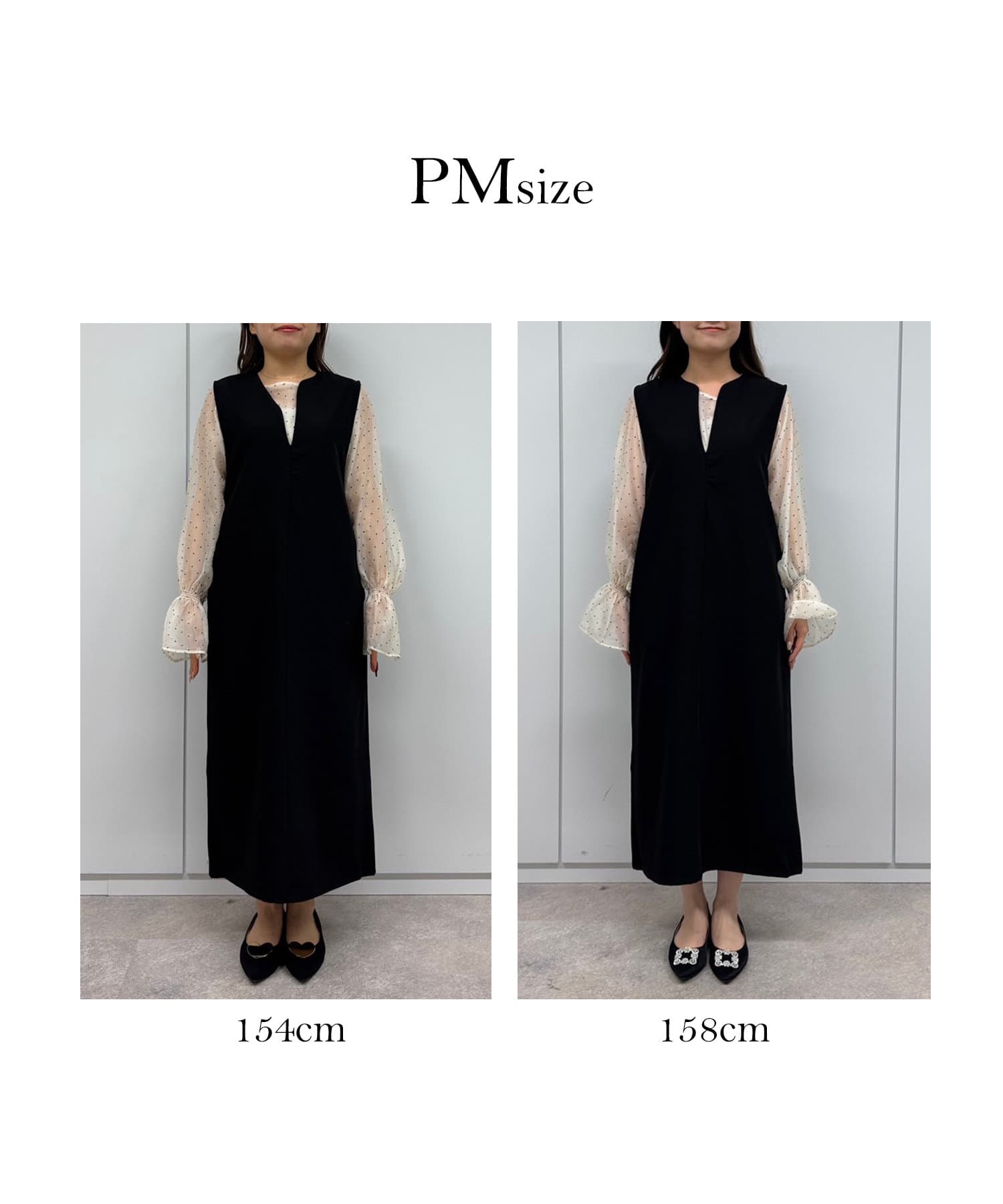 ON・OFF使える】シアードットブラウスセットキーネックワンピース