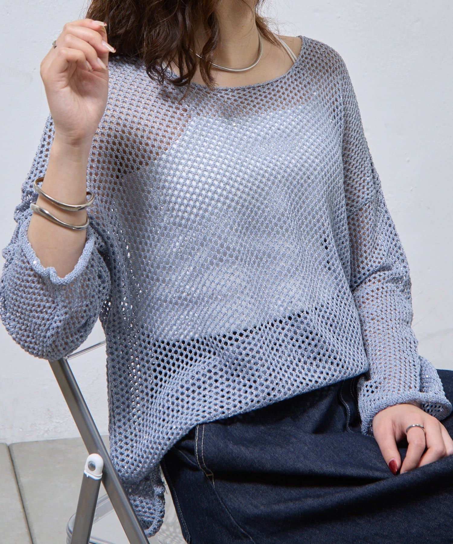 2WAY】スパンコールメッシュニットプルオーバー | COLONY 2139