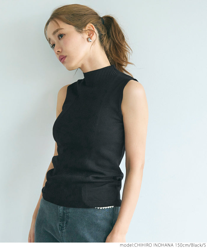 セール☆1490円→990円 ニットタンクトップ レディース ハイネック