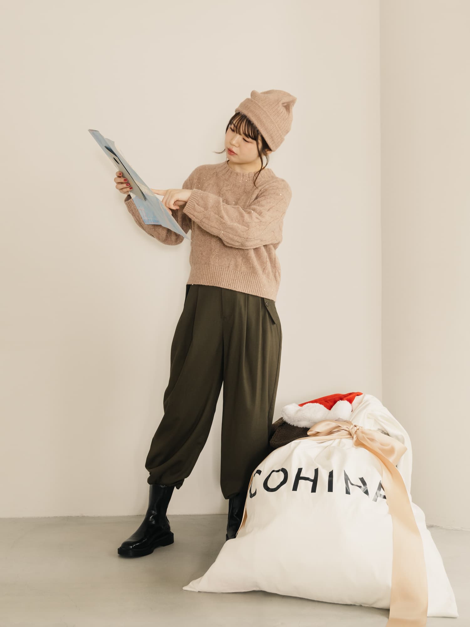 YUNA SANTA】スパンコールケーブルミックスニット | 小柄・低身長女性