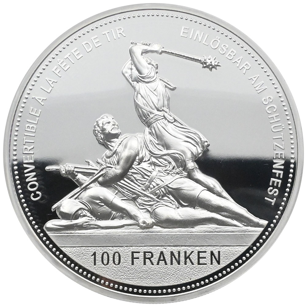 スイス 2018 100フラン 銀貨 NGC PF70UC シュタンス射撃祭 4652684064