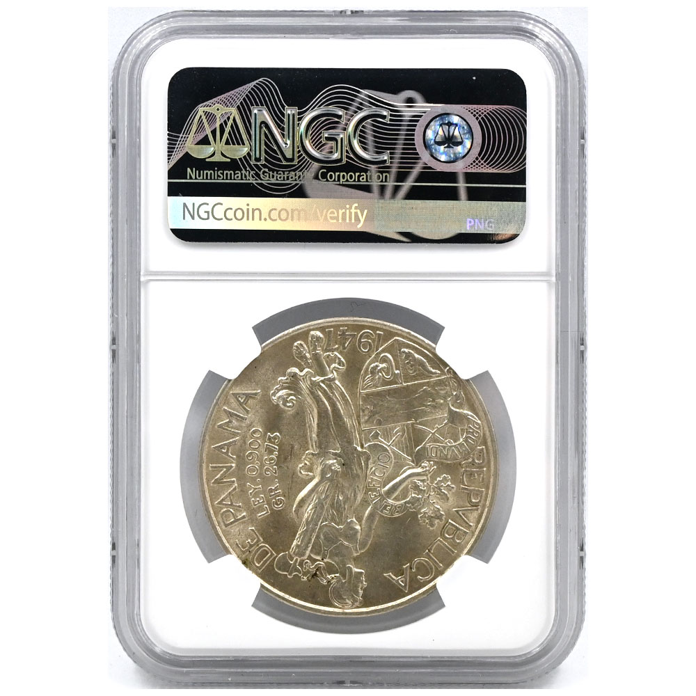 パナマ 1947 1バルボア 銀貨 NGC MS63 6652407005