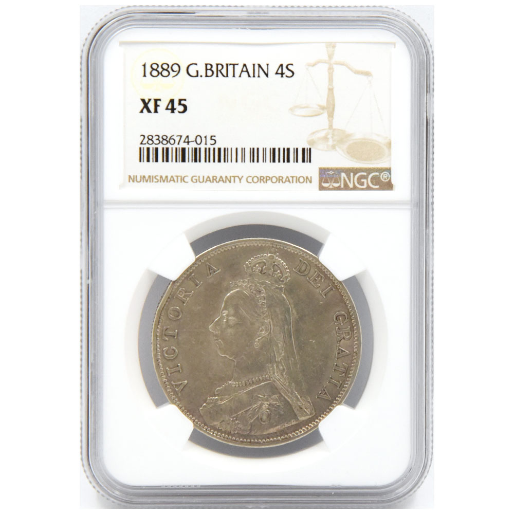 イギリス 1889 ヴィクトリア 4シリング 銀貨 NGC XF45 2838674015