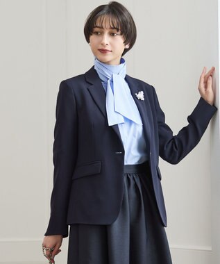 セットアップ対応/洗える】トリアセダブルジョーゼット ノーカラー