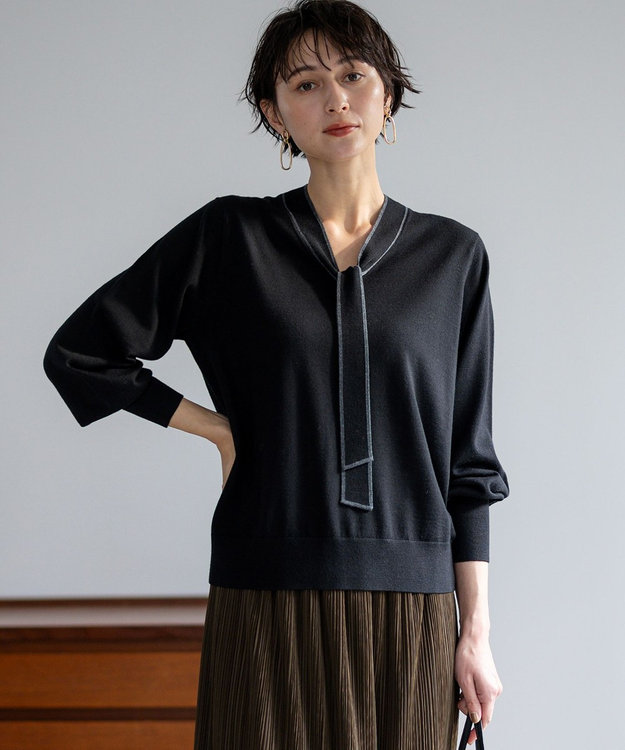 洗える】ウーステッドウール ボウタイ ニット / 23区 S | ファッション