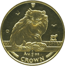 マン島 エリザベス2世(1952-2022) 1/2クラウン金貨 1995 トルコ猫 Fr