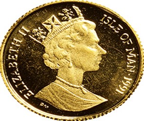 マン島 エリザベス2世 1/25クラウン金貨 1991 ノルウェージャン
