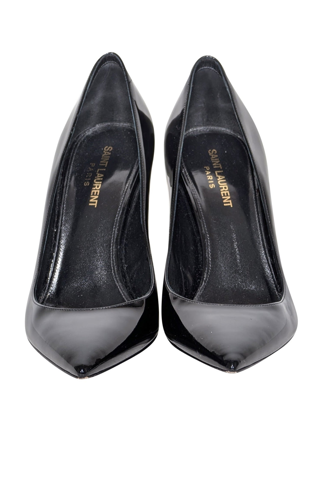 Yves Saint Laurent - Black Patent Leather Pointed Tow Logo Heel