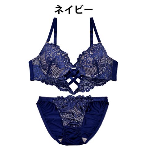 Gサイズ】フロントクロスxヌーディーブラジャー&フルバックショーツ