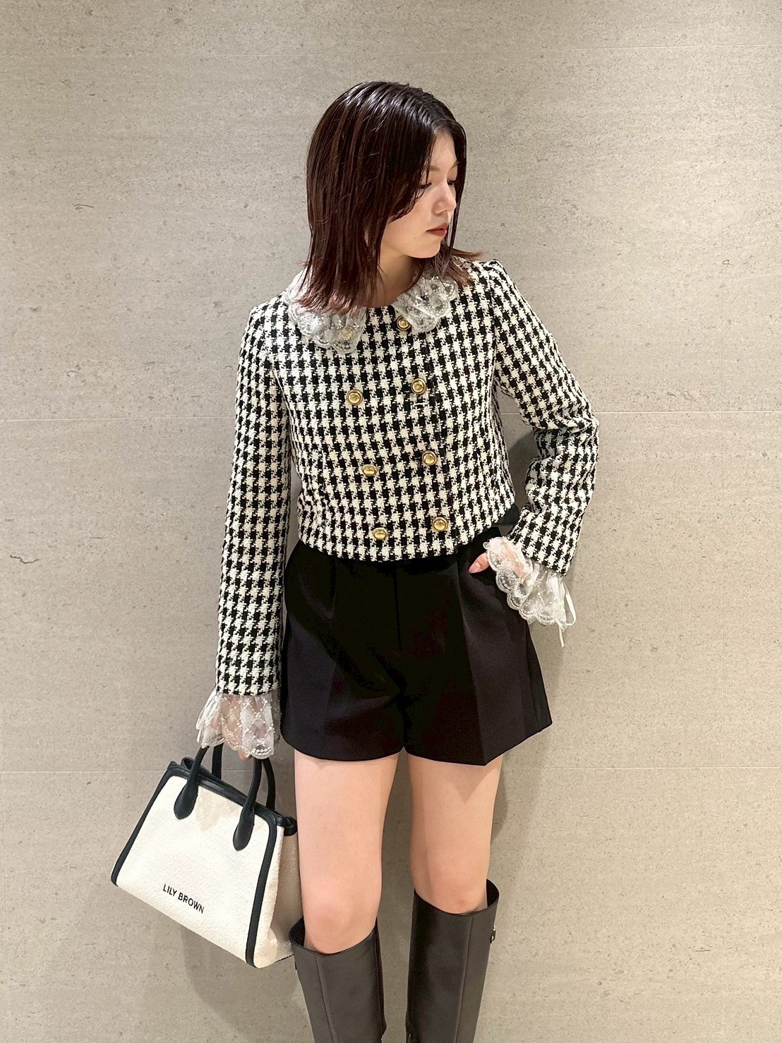 L.B CANDY STOCK]スカラップビジューアタッチドジャケット(ジャケット