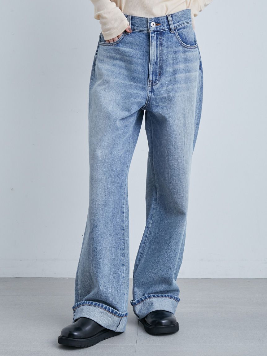 裾折り返しストレート美脚デニム(デニムパンツ)｜パンツ｜MIESROHE