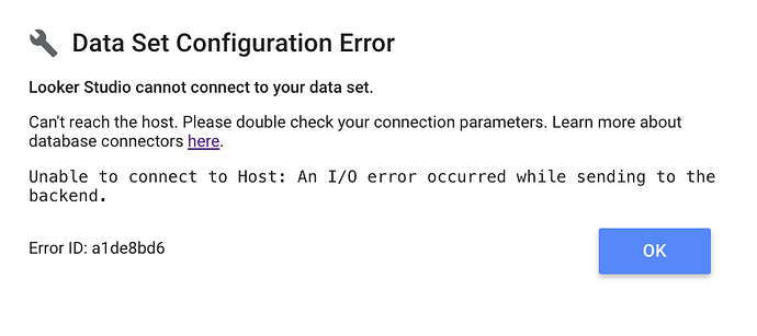 Amazon Redshift Connector - Error message - Looker Studio - Google