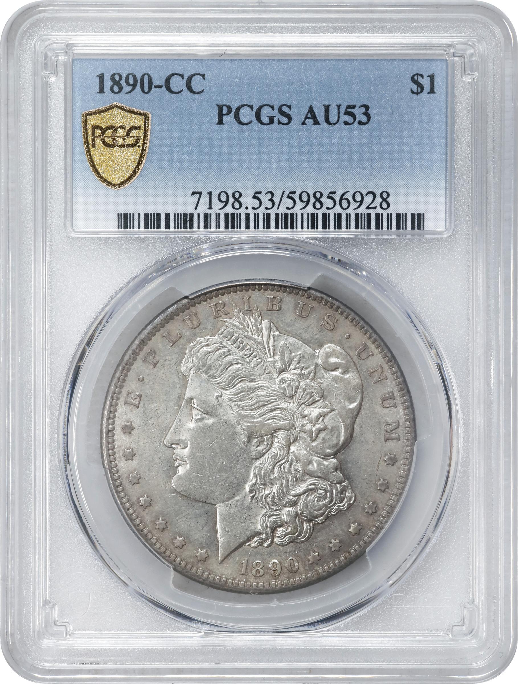 1890-CC Morgan Silver Dollar. AU-53 (PCGS)., AU53 - PCGS Auction