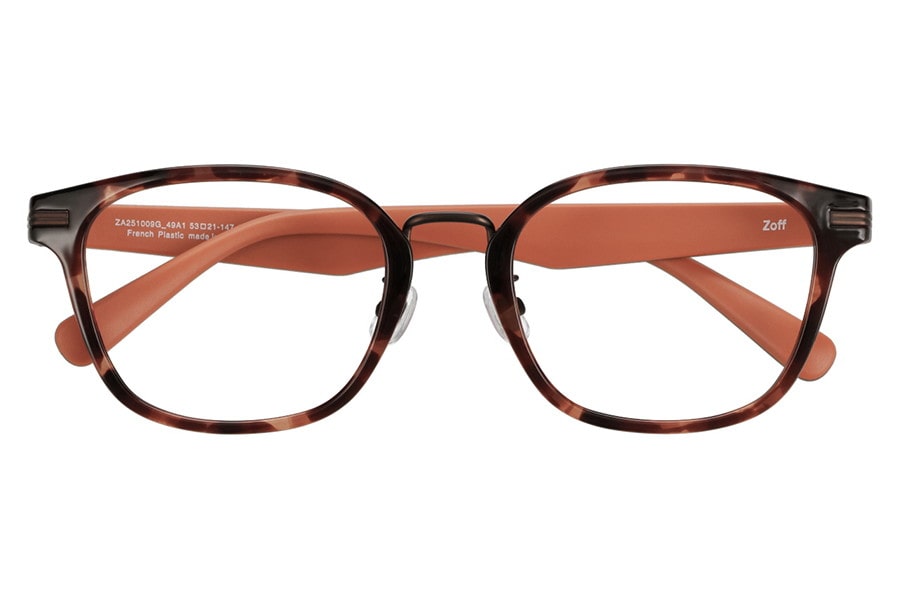 ラバーテンプルが特徴のウェリントン型メガネ（ZA251009-49A1