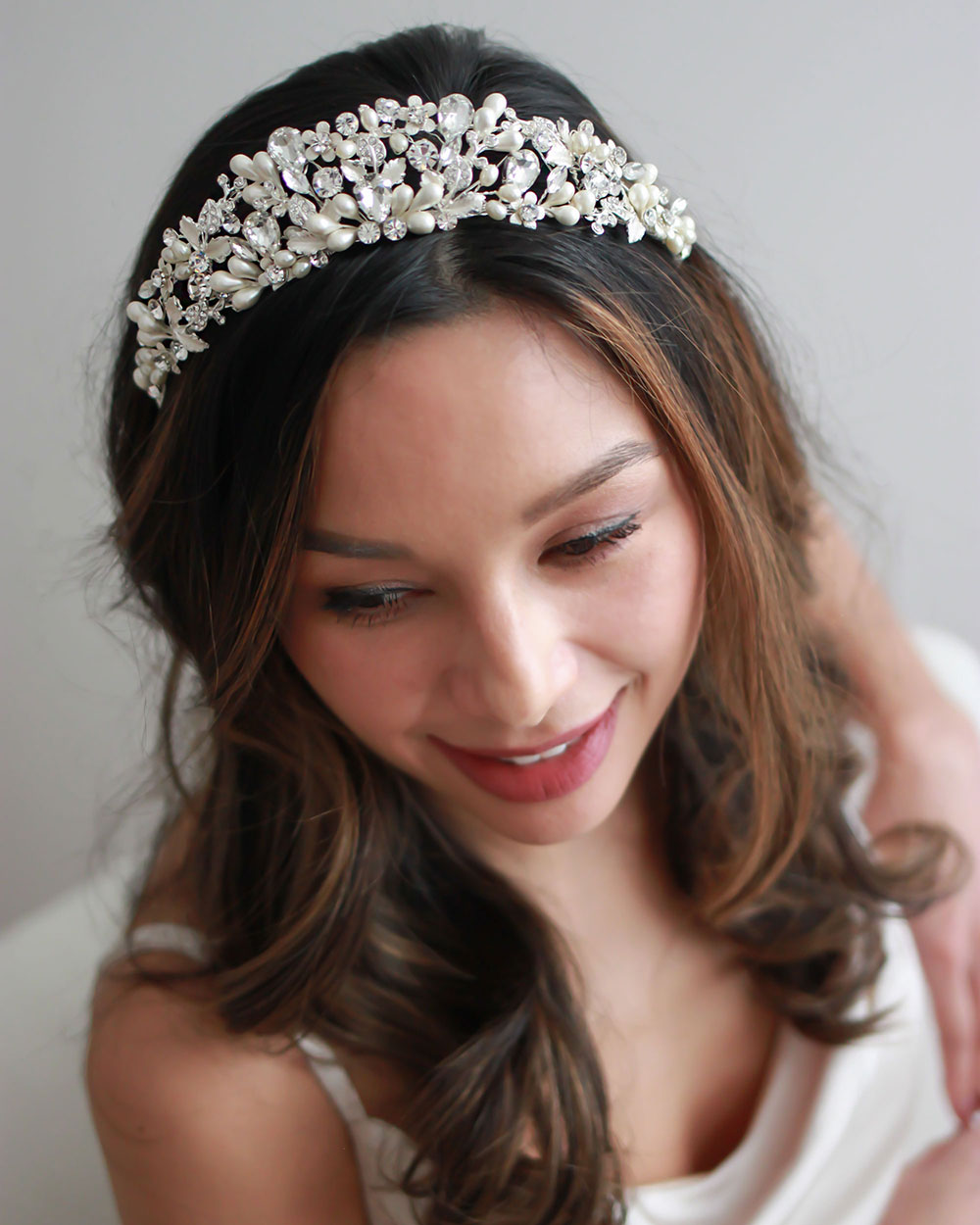 Audra Pearl & Crystal Tiara - Shop Bridal Headpieces | Dareth Colburn