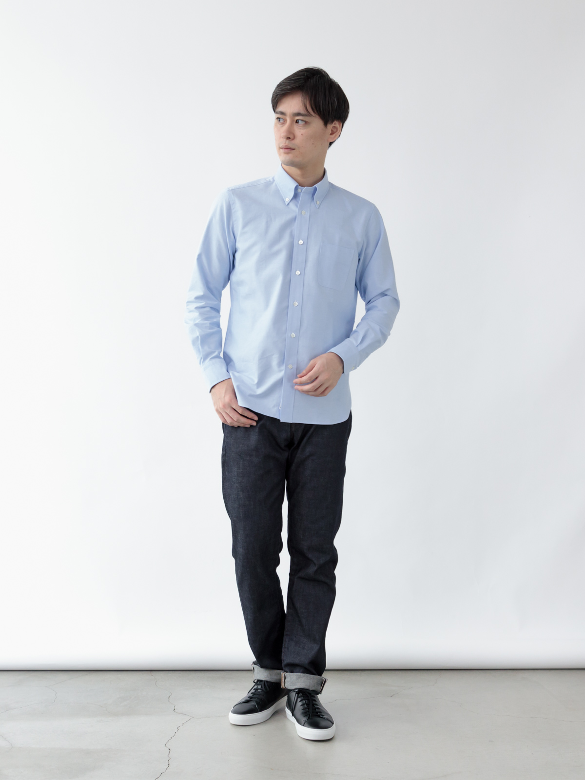 プレミアムオックスフォードシャツ/スリムフィット/サックス