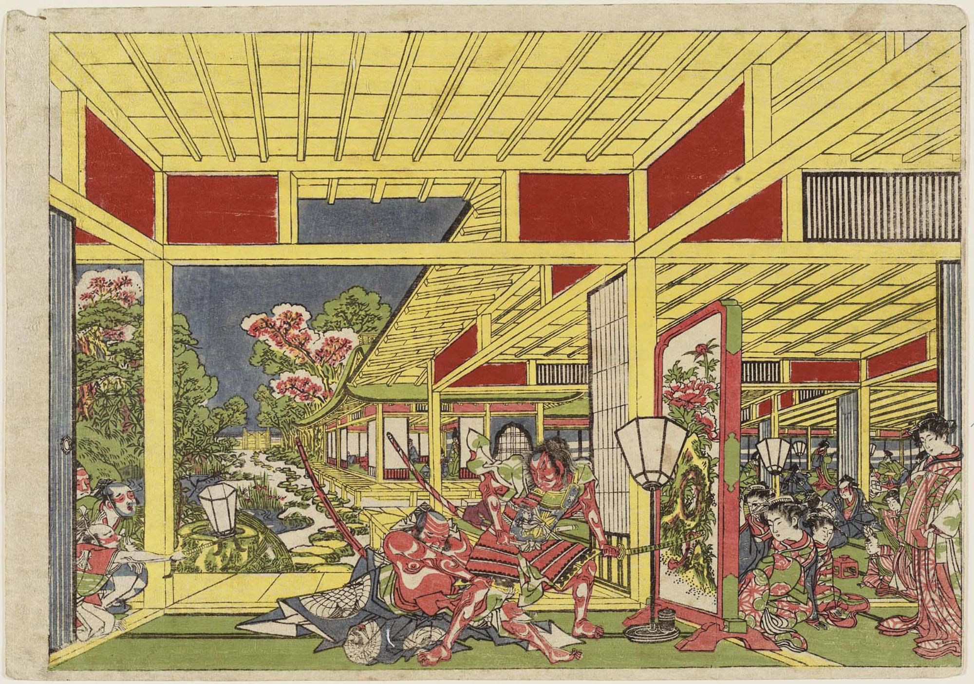 歌川豊春による浮世絵「The Armor-pulling Scene at Wada's Banquet