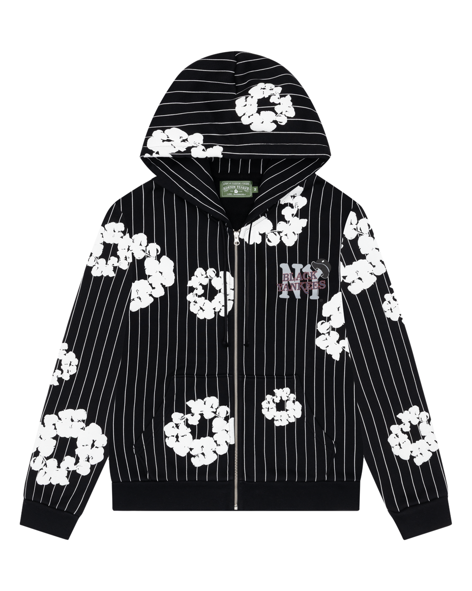 Pinstripe Wreath Zip Hoodie Black – DENIM TEARS