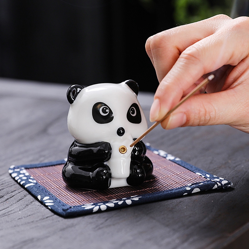 磁器香炉 かわいいパンダのお香立て ホームオフィス茶屋禅仏教用品
