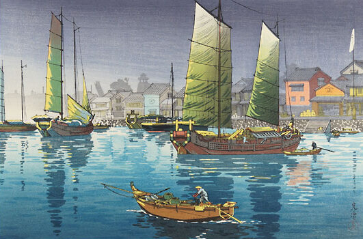 土屋光逸 「瀬戸内海 明石の港」 | 土井版画 Official Site