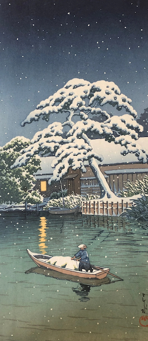 川瀬巴水 「船堀の雪」 | 土井版画 Official Site