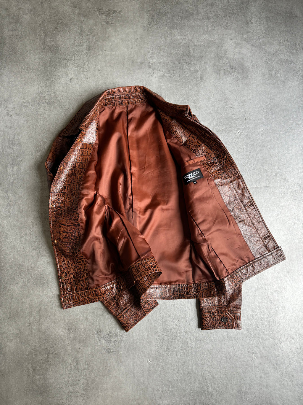 Tornado Mart Crocodile Effect Brown Leather Jacket (S) – Dolce