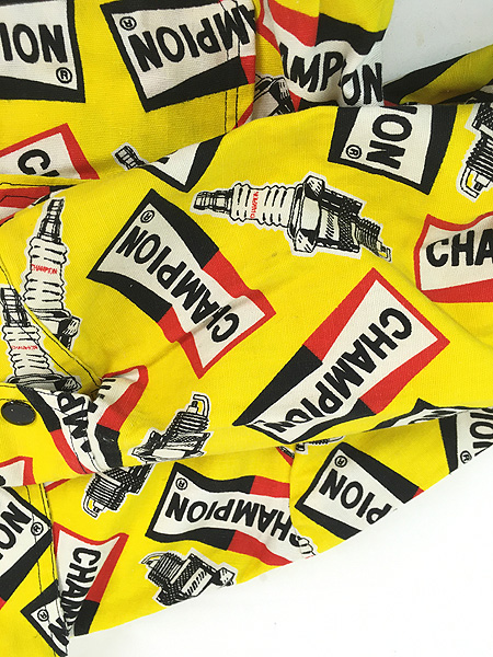古着 70s CHAMPION スパークプラグ オールオーバー コットンキャンバス