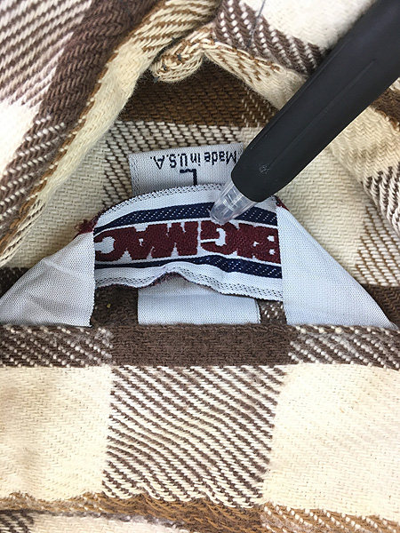 古着 80s USA製 BIG MAC ブラウン×ホワイト ブロック チェック ヘビー