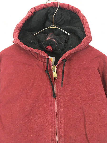 古着 Carhartt ダーク レッド ダック 防寒 パデット アクティブ