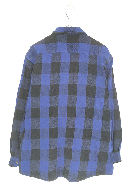 古着 00s FIVE BROTHER 好配色 ブラック × ブルー ブロック チェック
