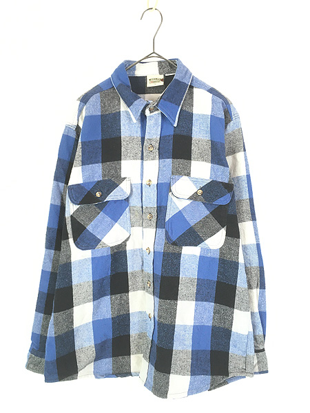 古着 90s FIVE BROTHER ブルー × ブラック × ホワイト ブロック