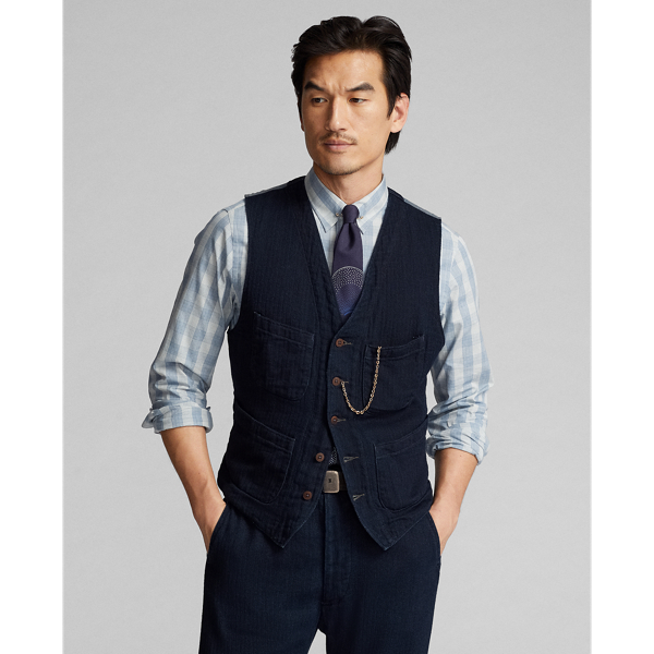 インディゴ ヘリンボーン ベスト | ラルフ ローレン公式オンラインストア