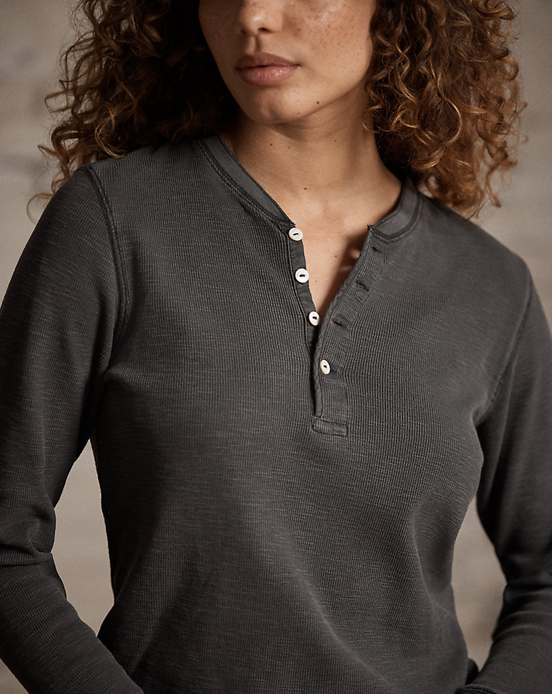 ガーメントダイド ワッフルニット ヘンリーネック シャツ | ラルフ