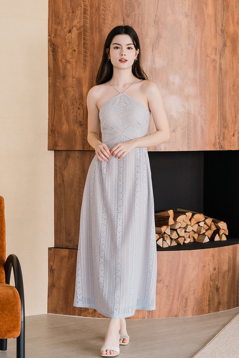 Hermione Padded Halter Midaxi Lace Dress V2 (Periwinkle) | Dear Lyla