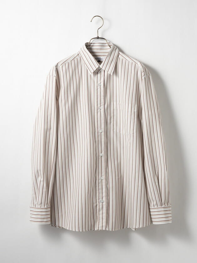 ブラウンオーバーストライプシャツ（7223241）｜西脇シリーズ