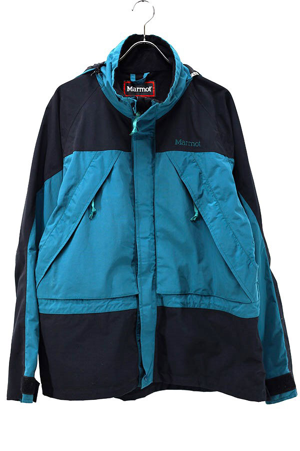 Used 90s Marmot Turquoise×Black GORE-TEX Nylon Parka Jacket Size L