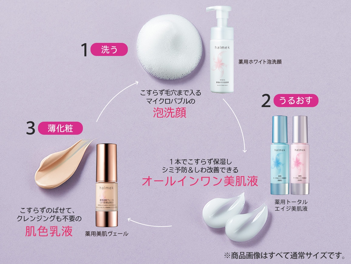 定期おトク便」ハルメク 美肌の基本セット ピンクオークル10 45日