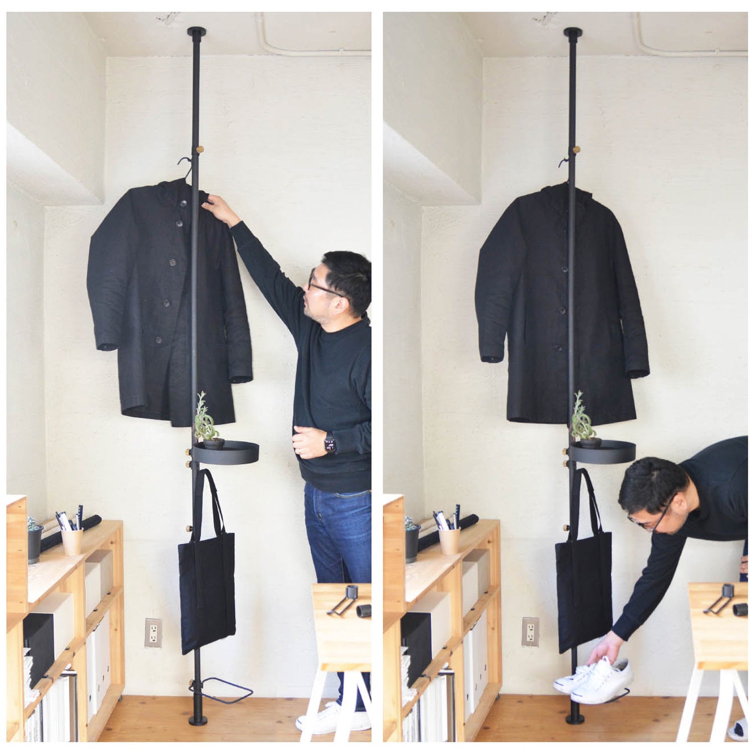 Tension Rod C Black 200～275cm 縦取付 D-C-BK｜平安伸銅工業