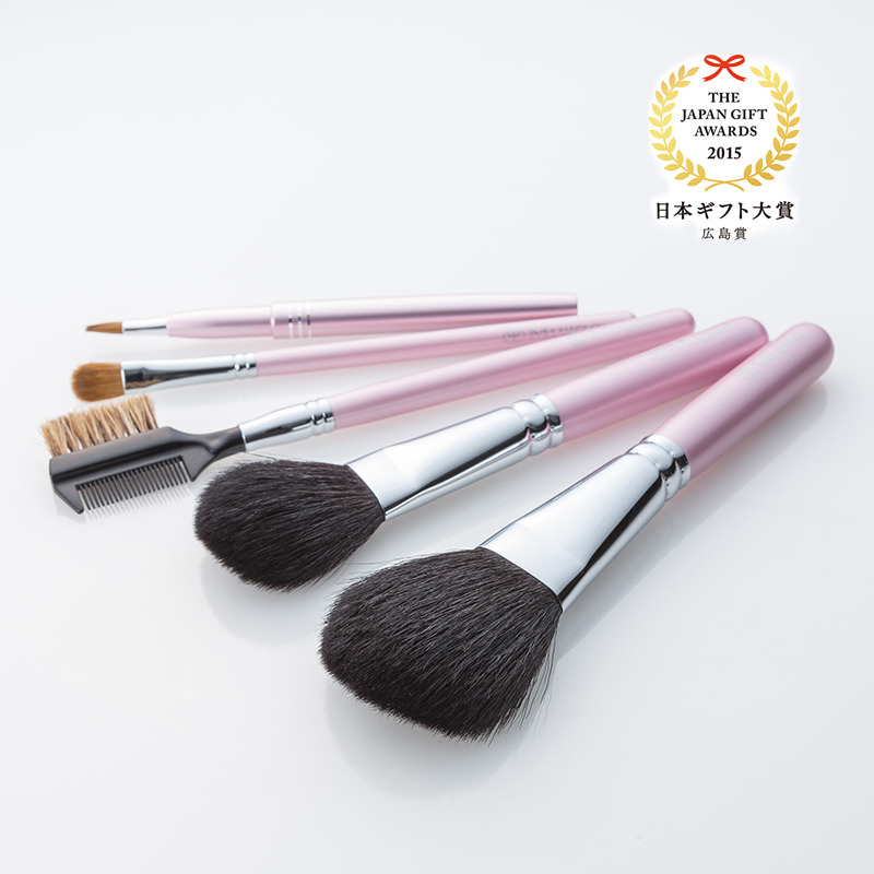 日本ギフト大賞 2015 広島賞］熊野化粧筆メイクブラシ ピンクパール5点