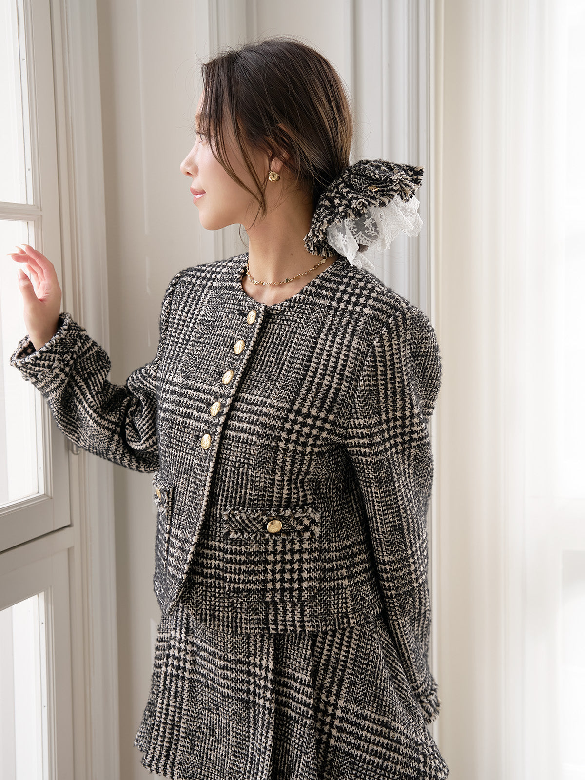 ツイードノーカラージャケット