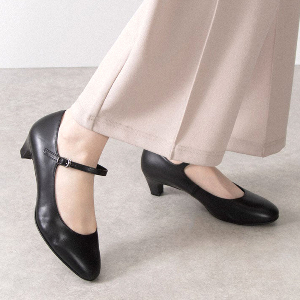 EIZO black ブラックパンプス/ラウンドストラップ4.5cm 【N1401