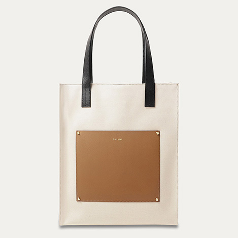 CULLNI(クルニ)｜Leather Pocket キャンバスミニトートバッグ/サンド