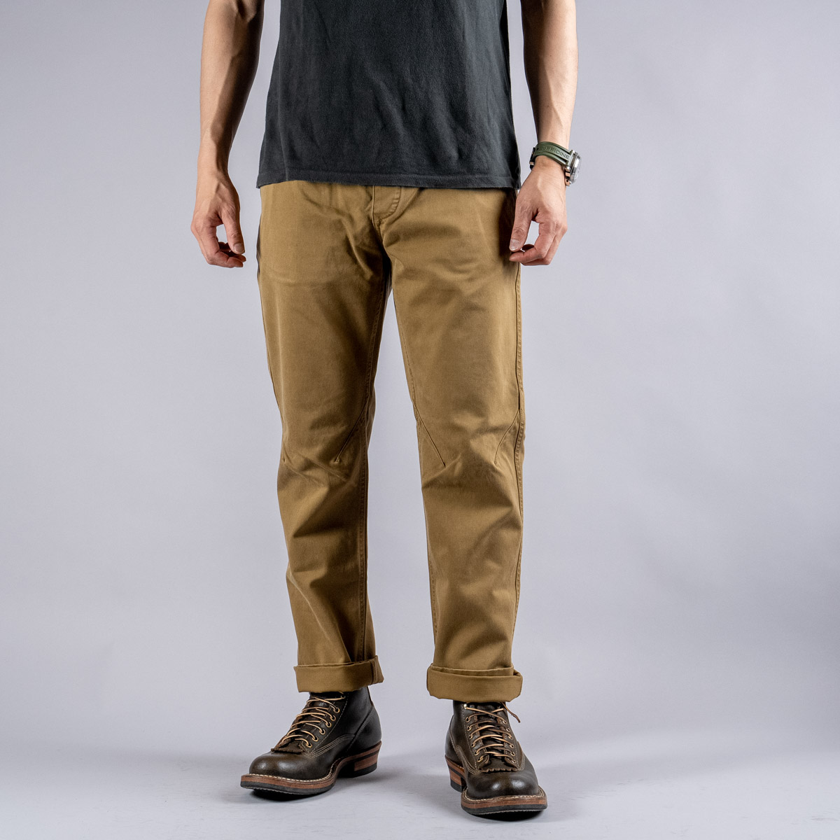 Stevenson Overall Co. Colts 732 SLIM FIT CHINO TROUSER Khaki