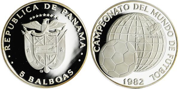 5 Balboas (Soccer World Cup 1982) - Panama – Numista