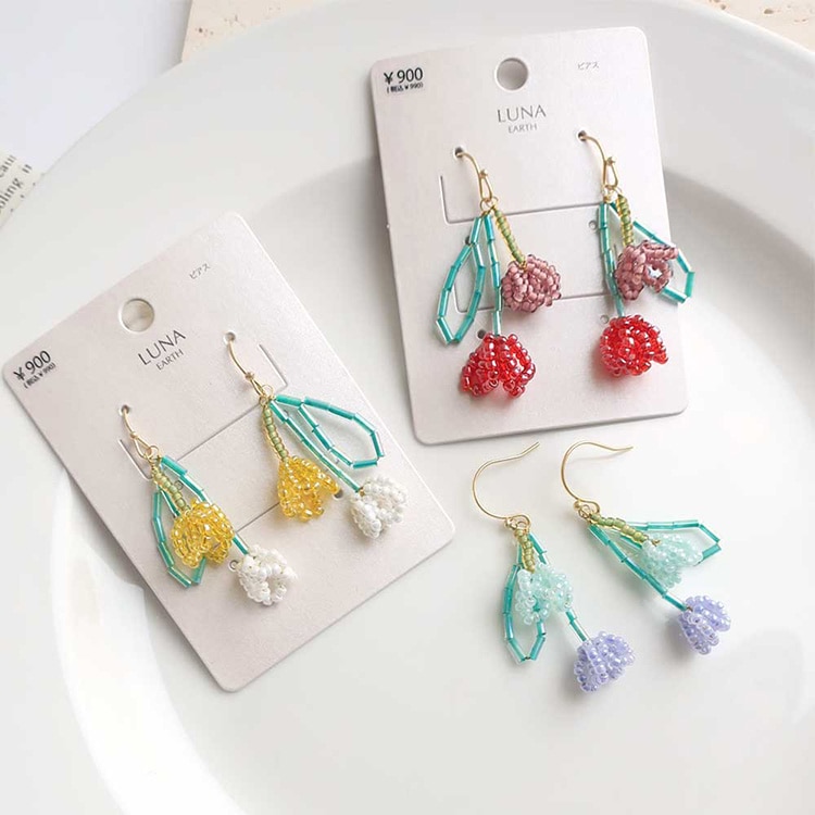 P-796) チューリップフックピアス | ビーズ・パーツなどのハンドメイド