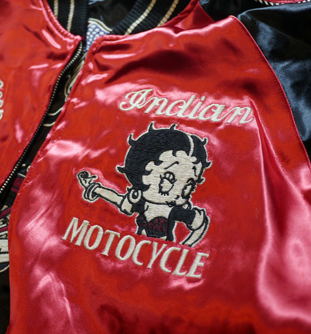 indian motocycle/betty boop(ベティーブープ） リバーシブル刺繍
