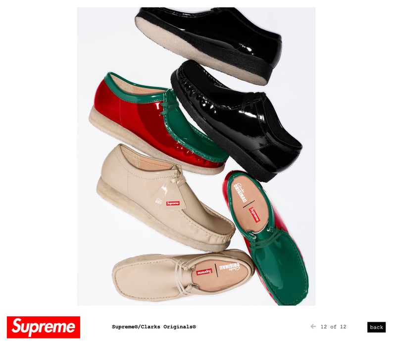 シュプリームがクラークスとのコラボワラビーを発売 エナメル加工を施